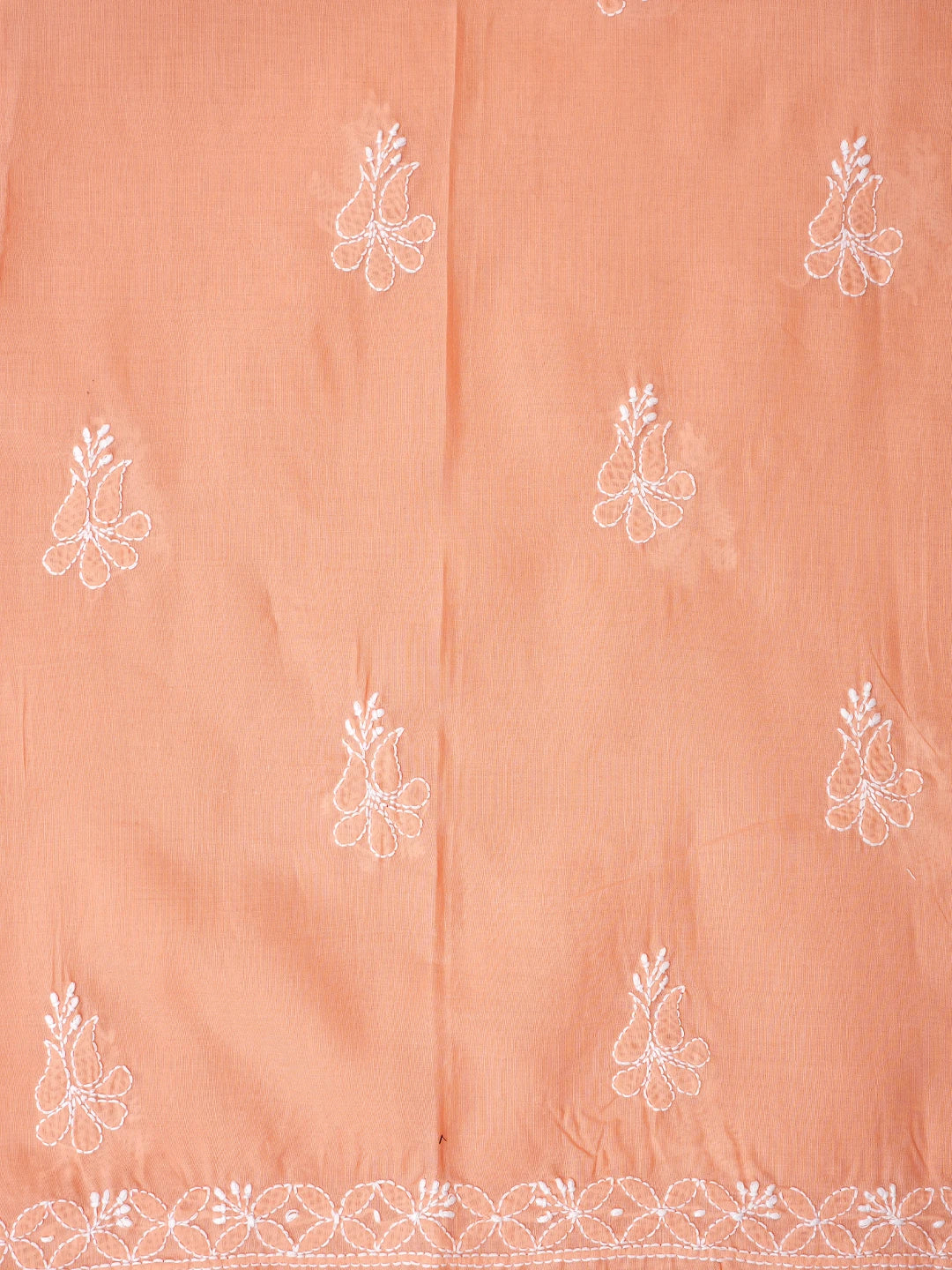 Ada Hand Embroidered Peach Cotton Lucknowi Chikankari Unstitched Suit Piece 01A847441