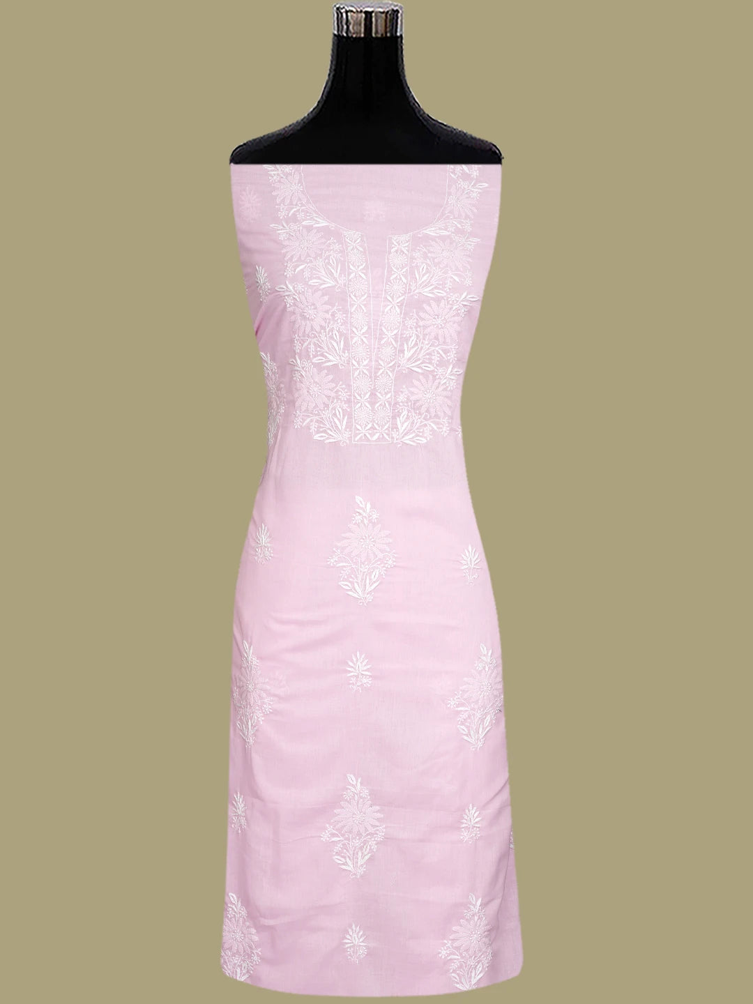Ada Hand Embroidered Pink Cotton Lucknowi Chikankari Unstitched Suit Piece 01A773532