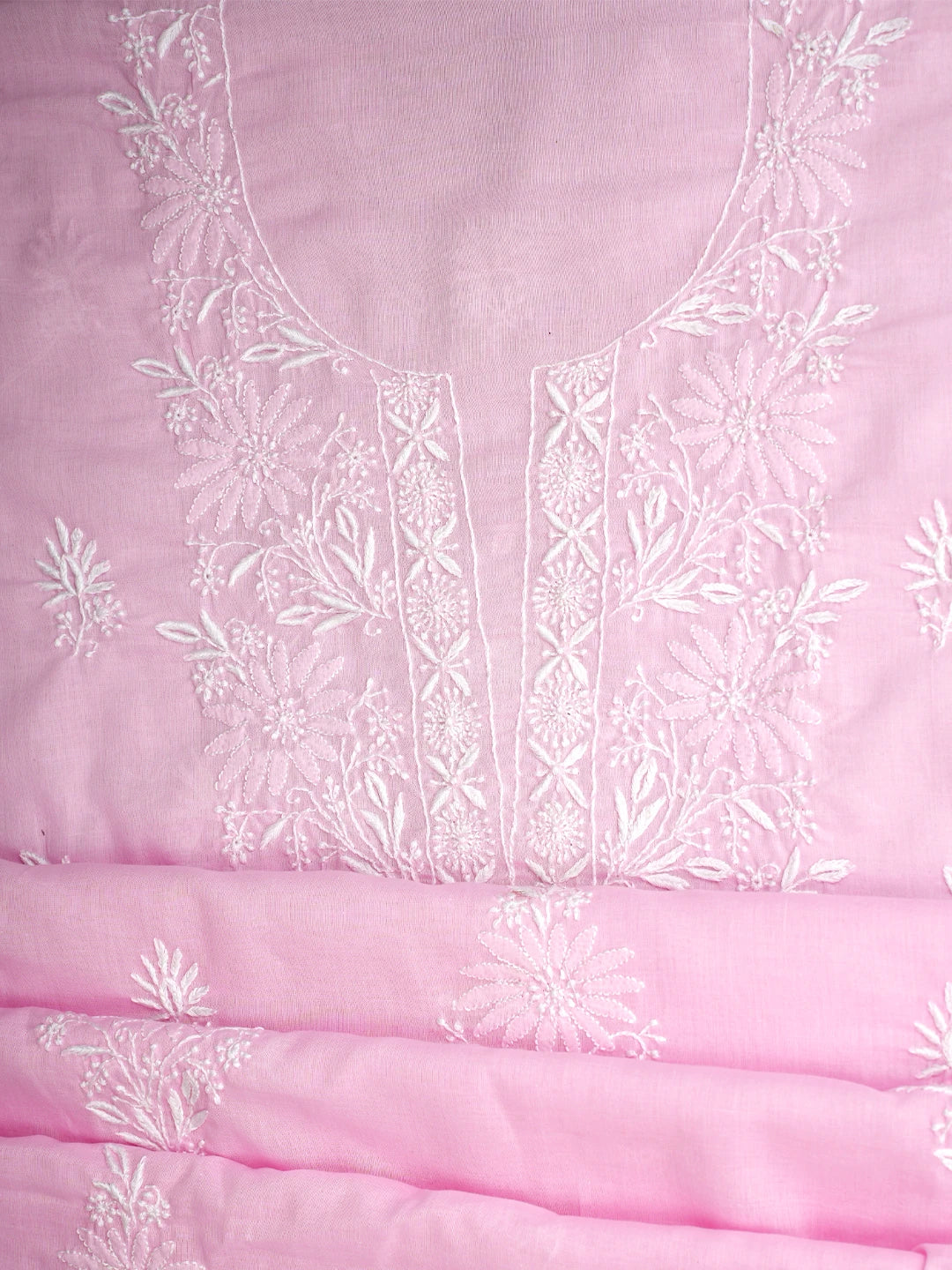 Ada Hand Embroidered Pink Cotton Lucknowi Chikankari Unstitched Suit Piece 01A773532
