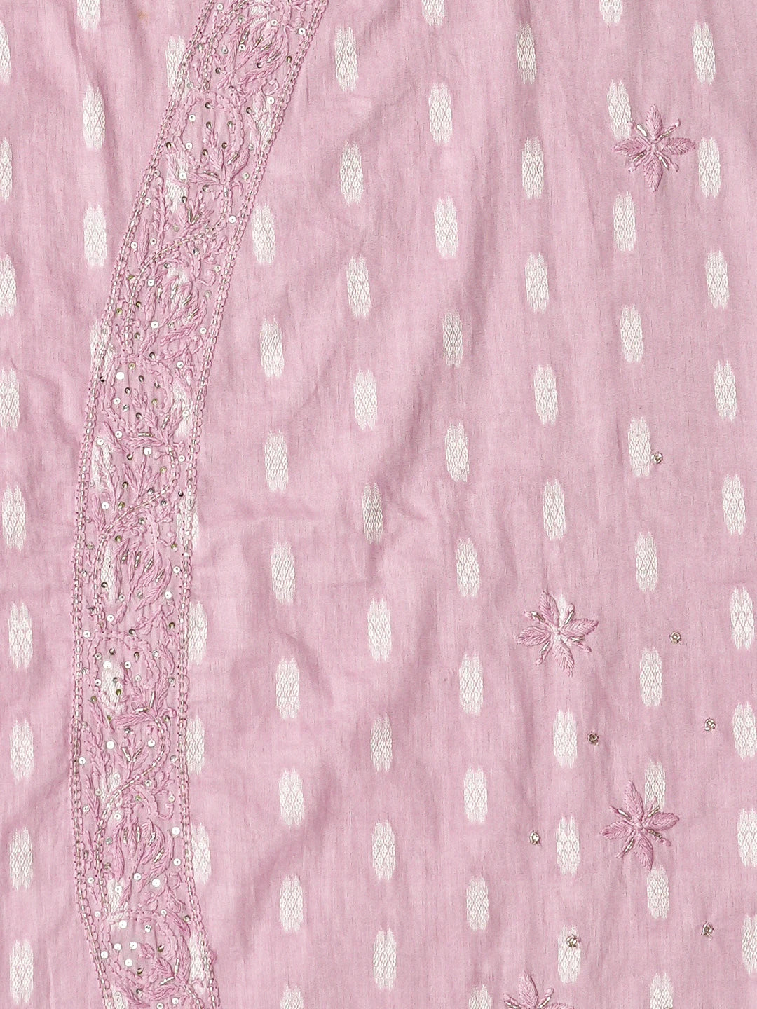 Ada Hand Embroidered Pink Cotton Lucknowi Chikankari Unstitched Men's Kurta Piece With Cutdana Work 01A792656