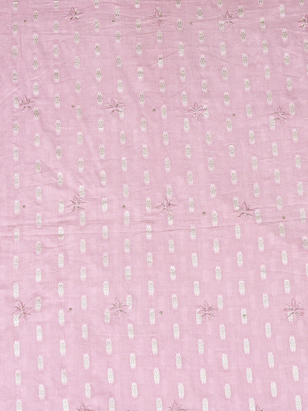Ada Hand Embroidered Pink Cotton Lucknowi Chikankari Unstitched Men's Kurta Piece With Cutdana Work 01A792656