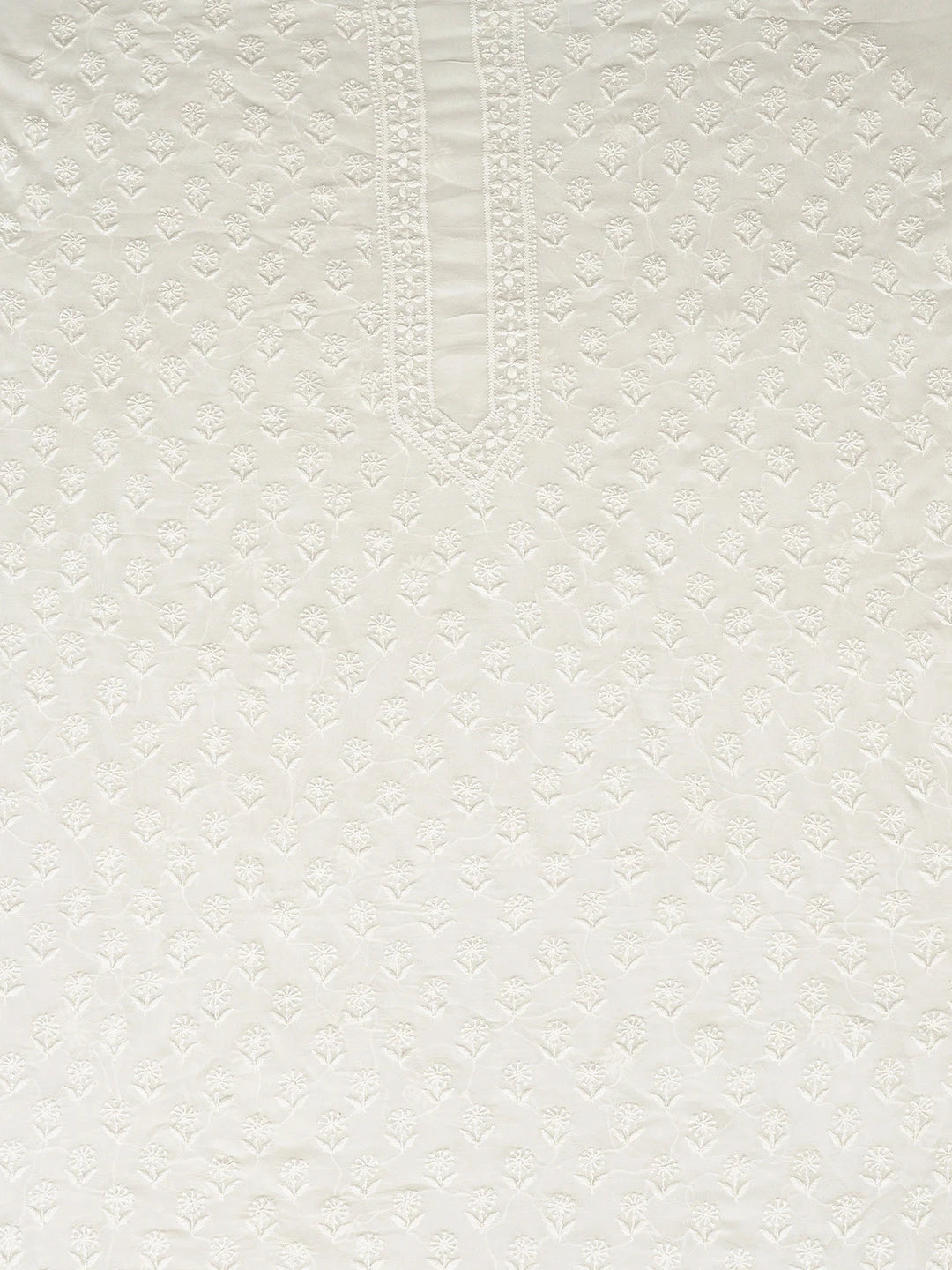 Ada Hand Embroidered White Viscose Georgette Lucknowi Chikankari Unstitched Men's Kurta Piece 01A813654