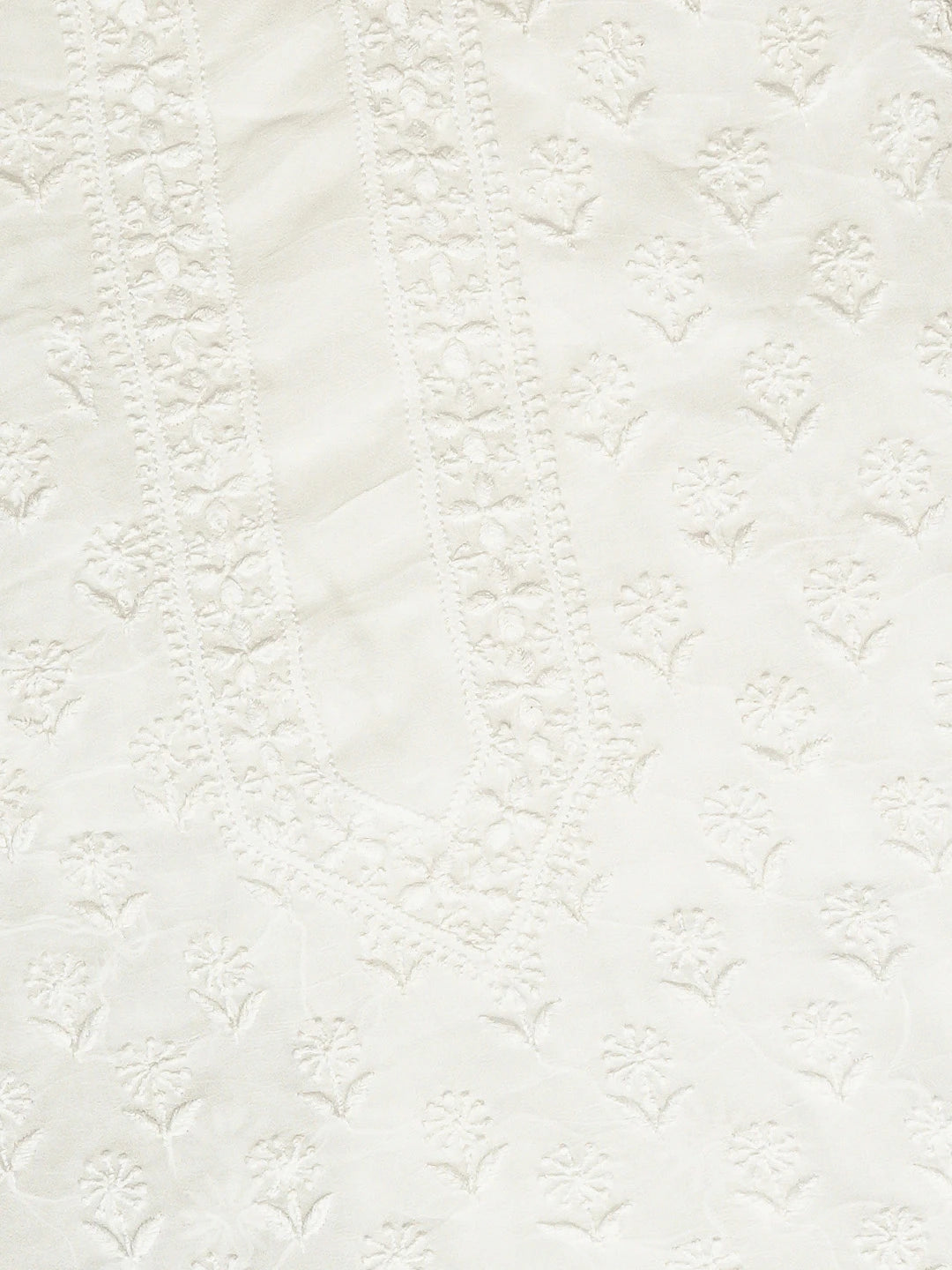 Ada Hand Embroidered White Viscose Georgette Lucknowi Chikankari Unstitched Men's Kurta Piece 01A813654