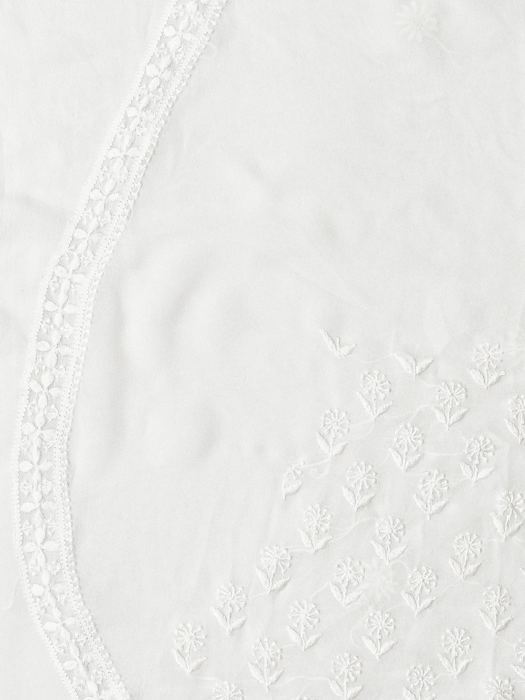 Ada Hand Embroidered White Viscose Georgette Lucknowi Chikankari Unstitched Men's Kurta Piece 01A813654