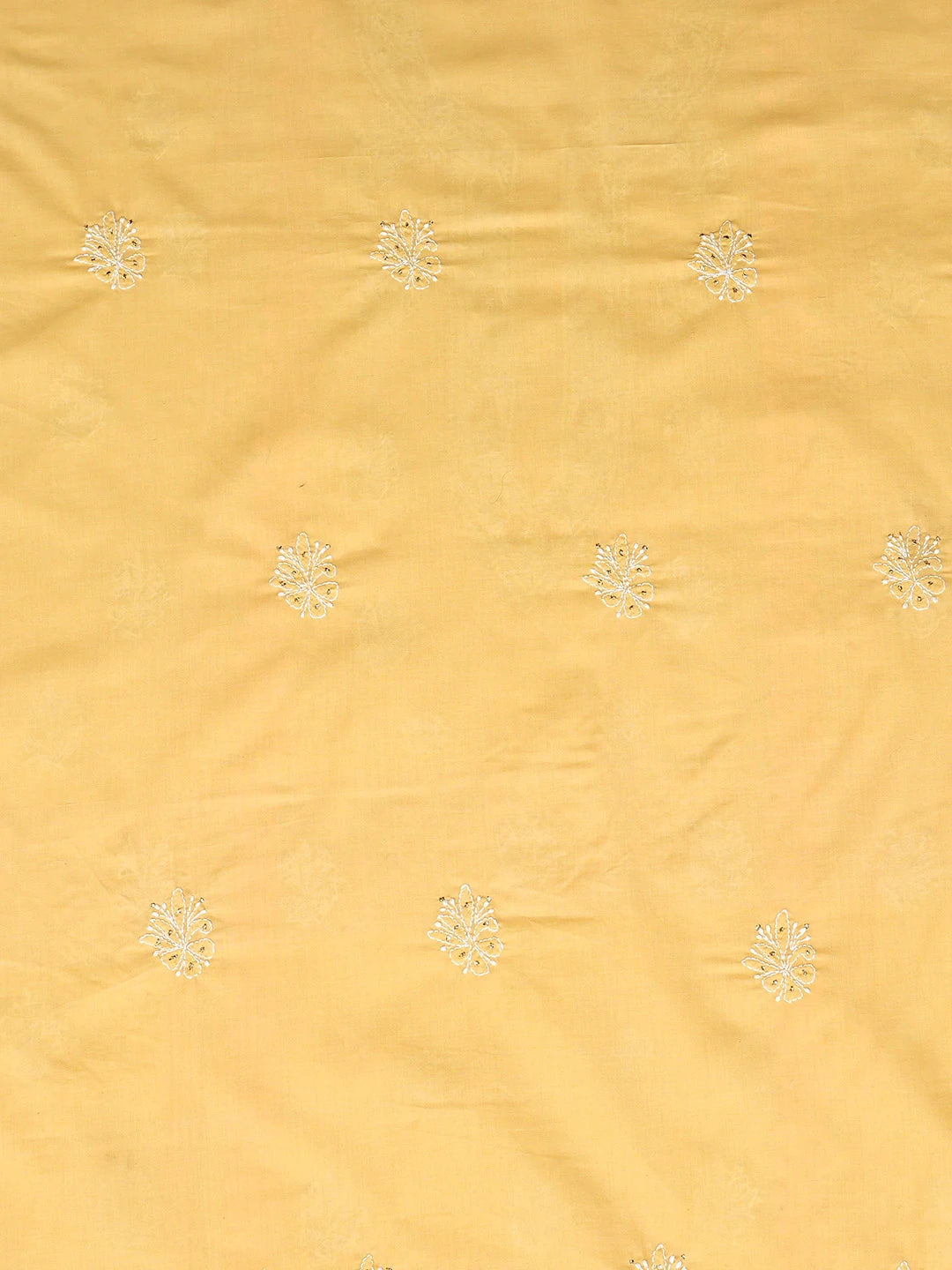 Ada Hand Embroidered Yellow Cotton Lucknowi Chikankari Unstitched Men's Kurta Piece With Mukaish Work 01A777969