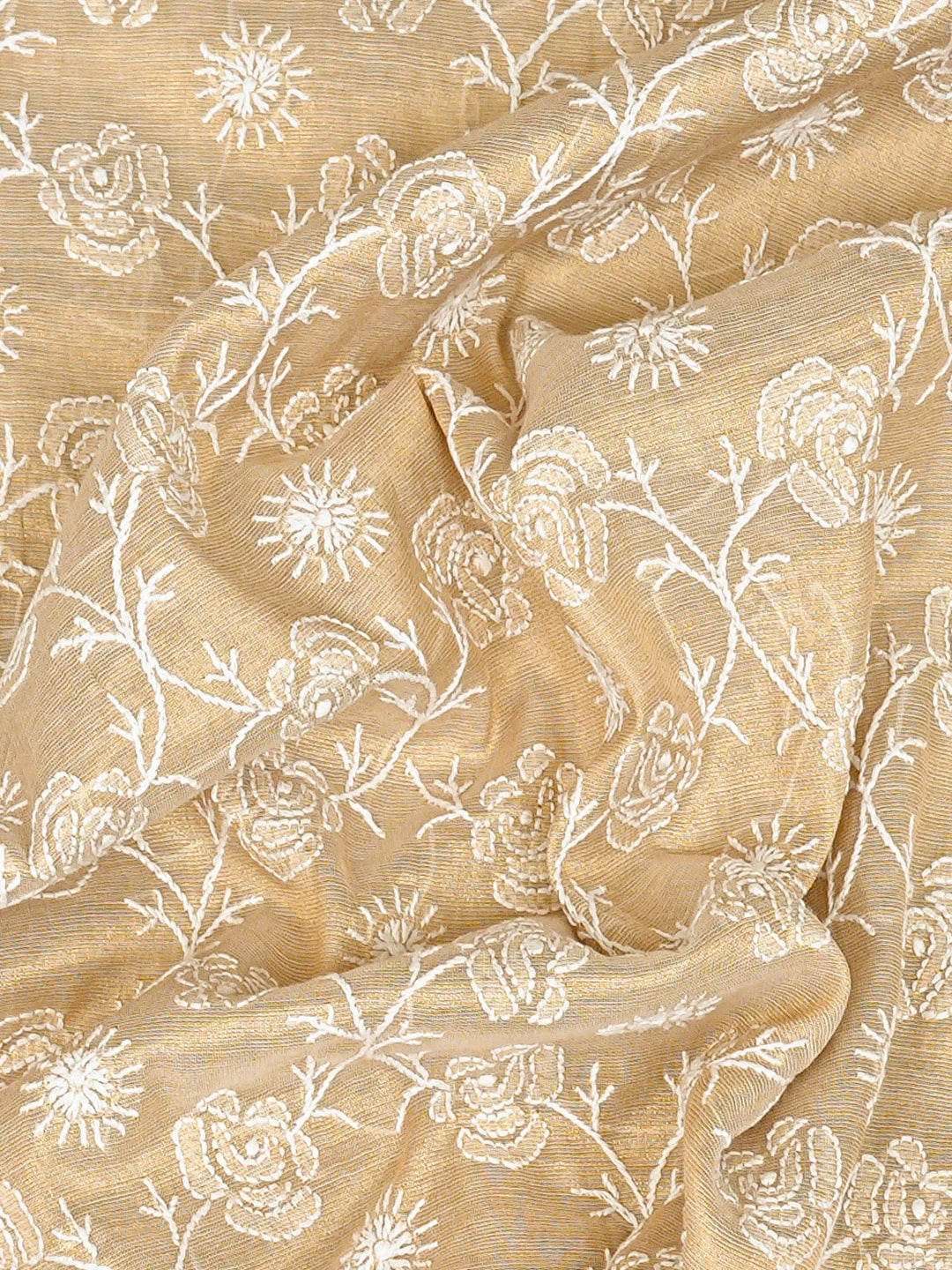 Ada Hand Embroidered Fawn Tissue Lucknowi Chikankari Unstitched Men's Kurta Piece 01A826362