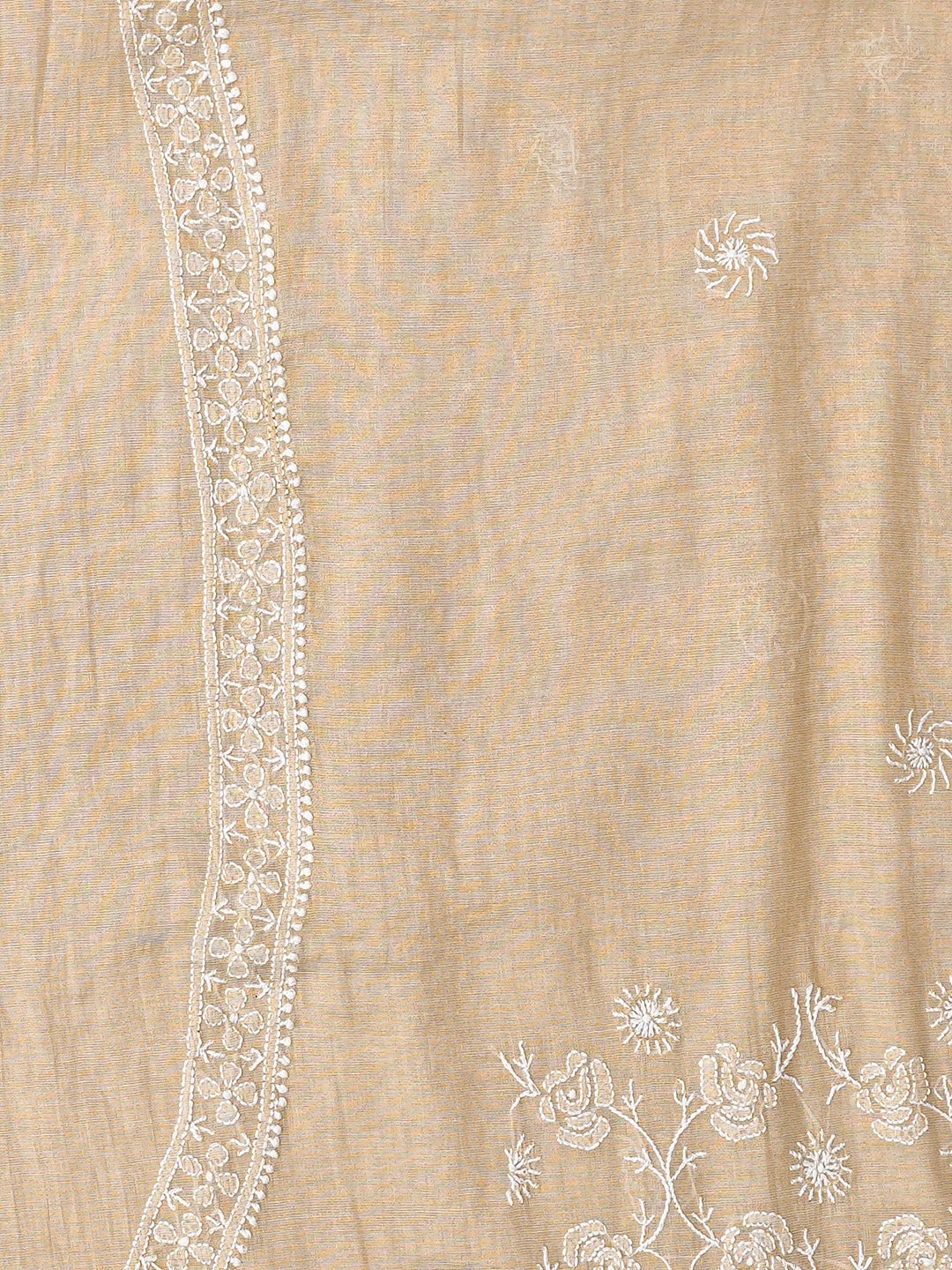 Ada Hand Embroidered Fawn Tissue Lucknowi Chikankari Unstitched Men's Kurta Piece 01A826362