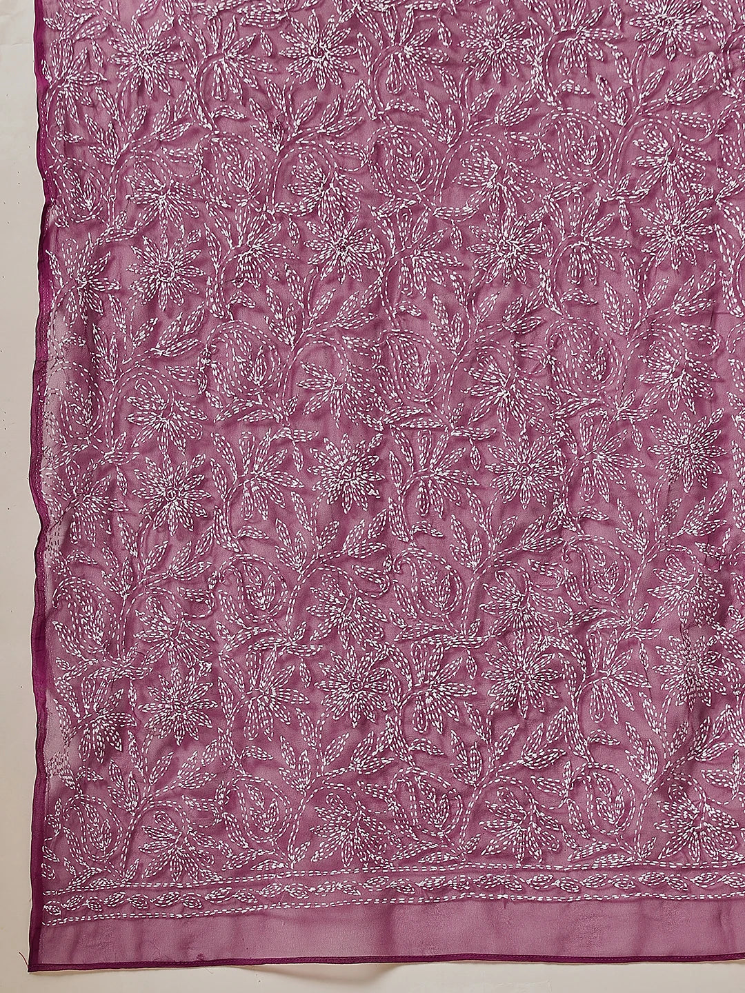 Ada Hand Embroidered Wine Georgette Lucknowi Chikankari Dupatta A511228