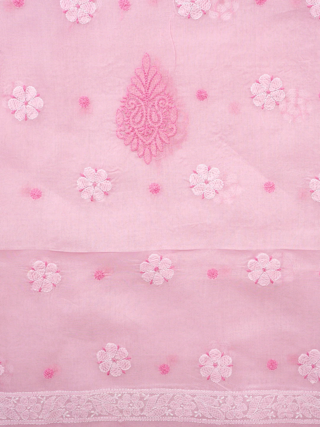 Ada Hand Embroidered Pink Cotton Lucknowi Chikankari Unstitched Suit Piece 01A847541