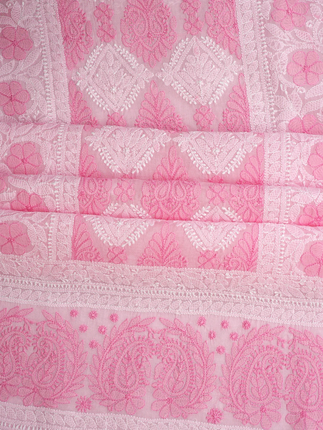 Ada Hand Embroidered Pink Cotton Lucknowi Chikankari Unstitched Suit Piece 01A847541