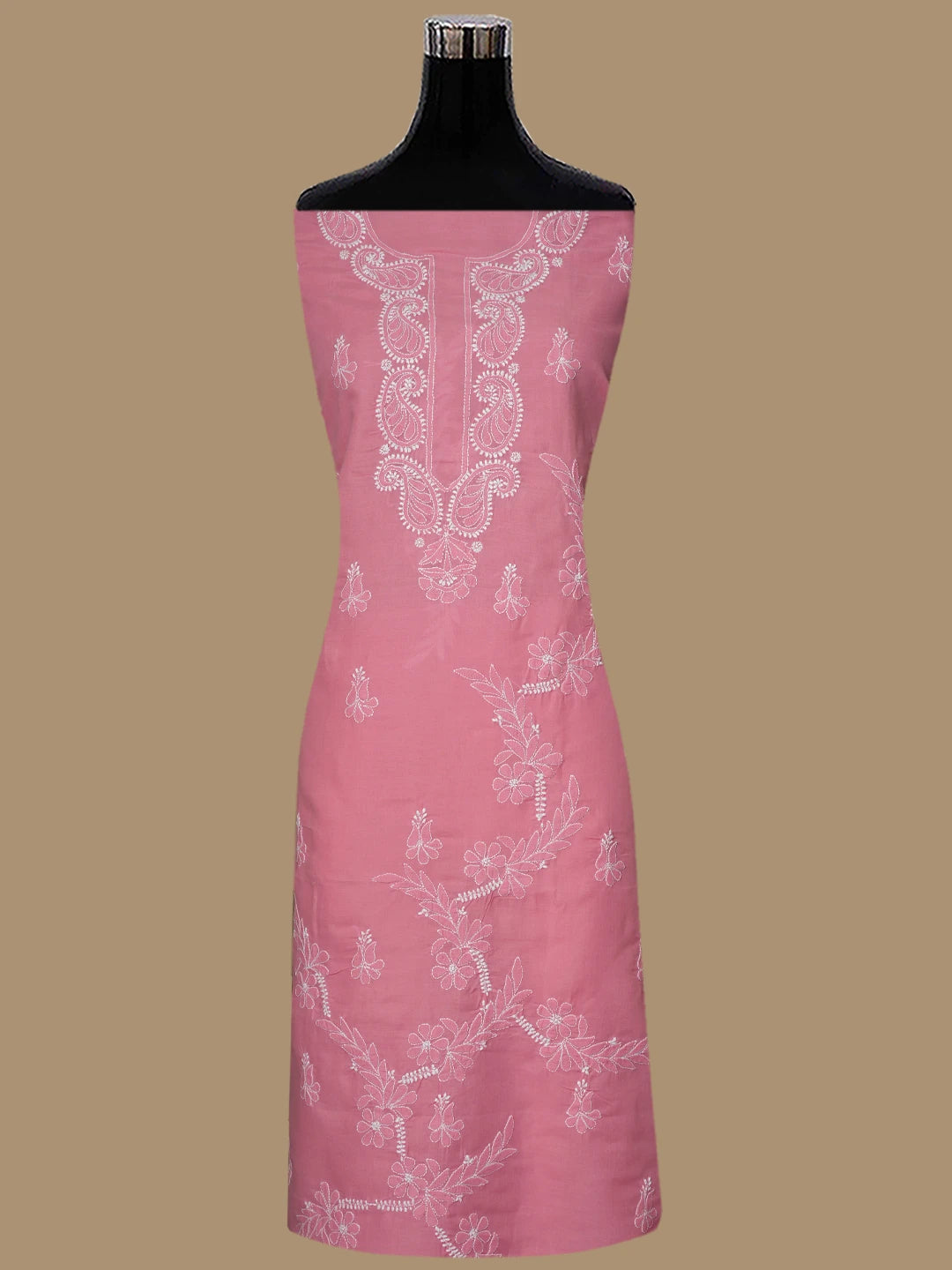 Ada Hand Embroidered Pink Cotton Lucknowi Chikankari Unstitched Suit Piece 01A847458