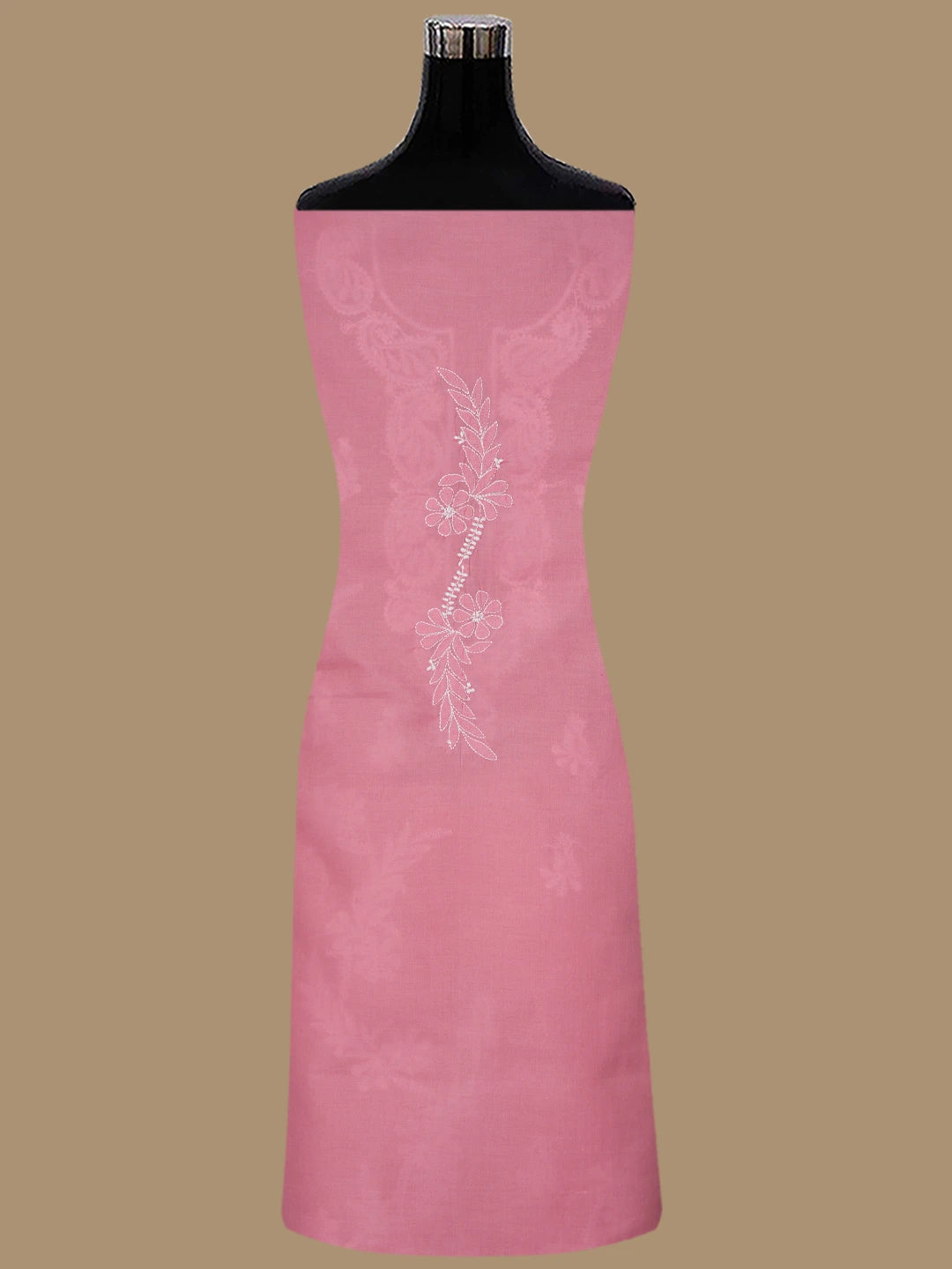 Ada Hand Embroidered Pink Cotton Lucknowi Chikankari Unstitched Suit Piece 01A847458