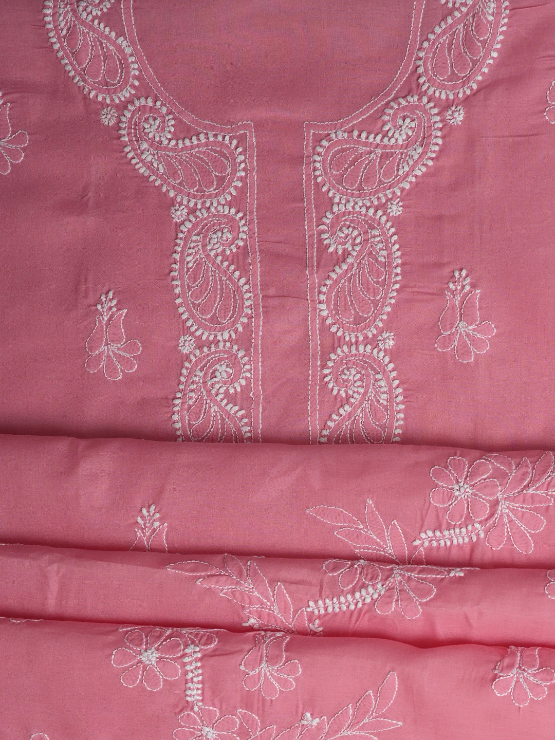Ada Hand Embroidered Pink Cotton Lucknowi Chikankari Unstitched Suit Piece 01A847458