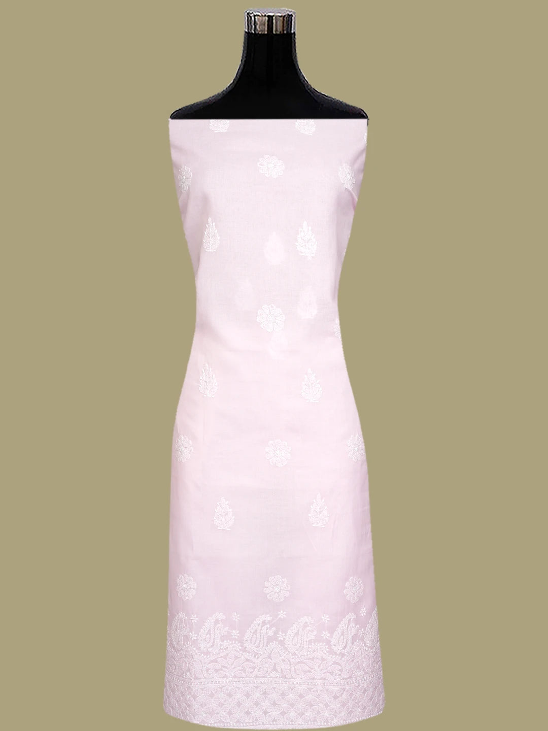Ada Hand Embroidered Pink Cotton Lucknowi Chikankari Unstitched Suit Piece 01A819036