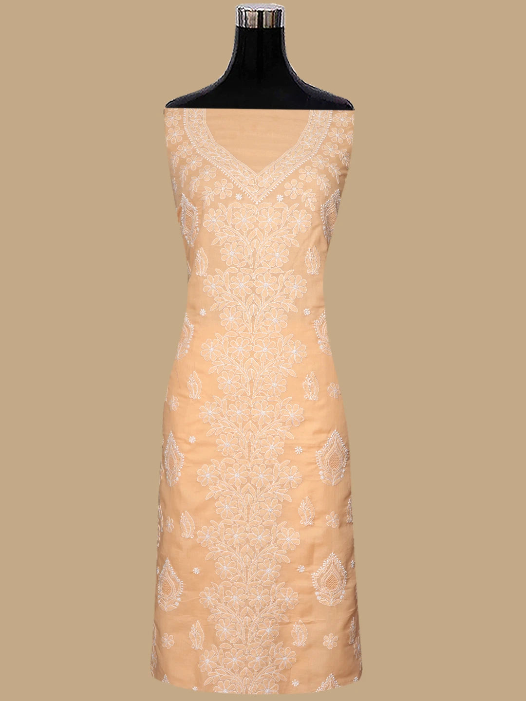 Ada Hand Embroidered Peach Cotton Lucknowi Chikankari Unstitched Suit Piece 01A847466