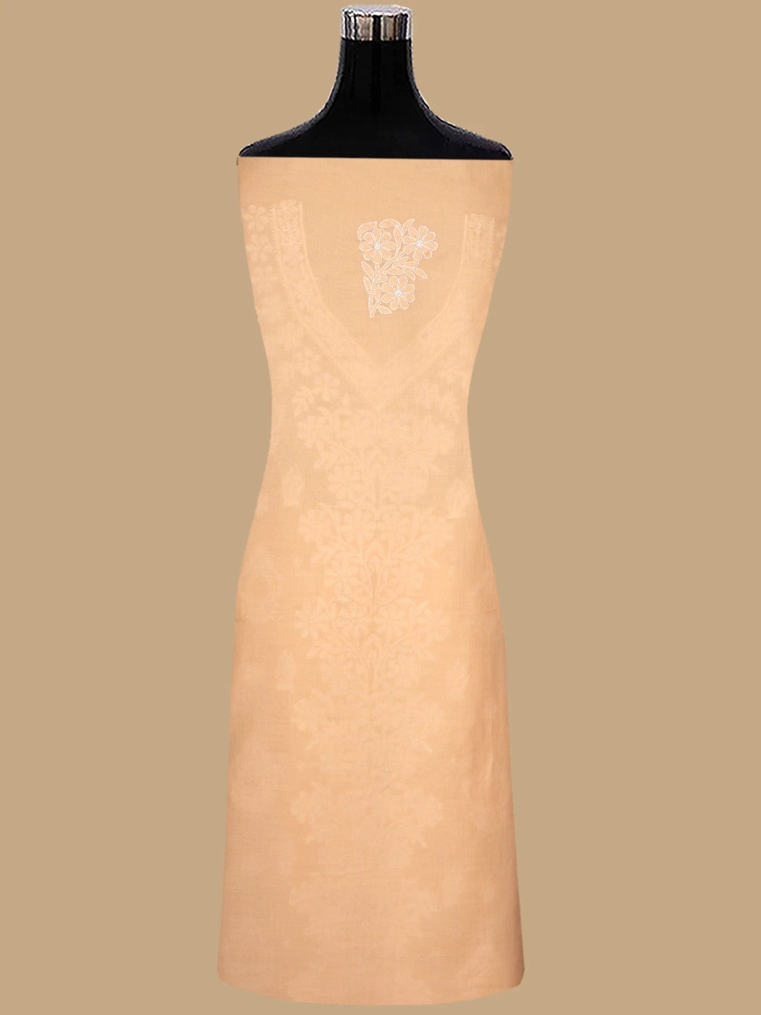 Ada Hand Embroidered Peach Cotton Lucknowi Chikankari Unstitched Suit Piece 01A847466