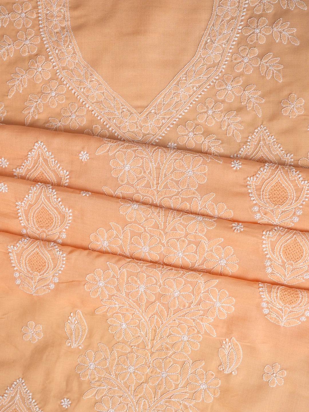 Ada Hand Embroidered Peach Cotton Lucknowi Chikankari Unstitched Suit Piece 01A847466