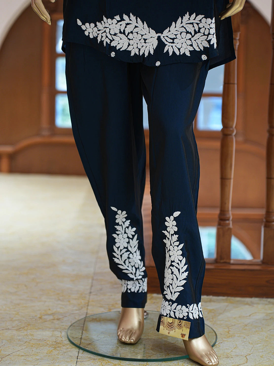 Ada Hand Embroidered Blue Chanderi Silk Lucknowi Chikankari Co-Ord Set 01A832774
