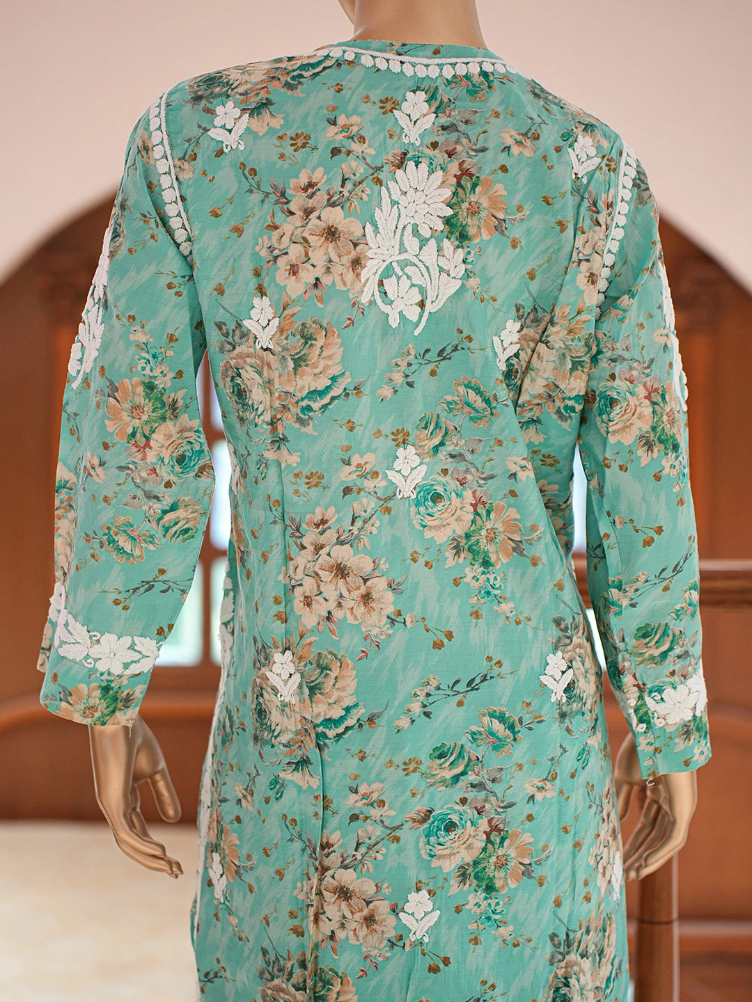 Ada Hand Embroidered Floral Printed Sea Green Chanderi Silk Lucknowi Chikankari Co-Ord Set 01A835195