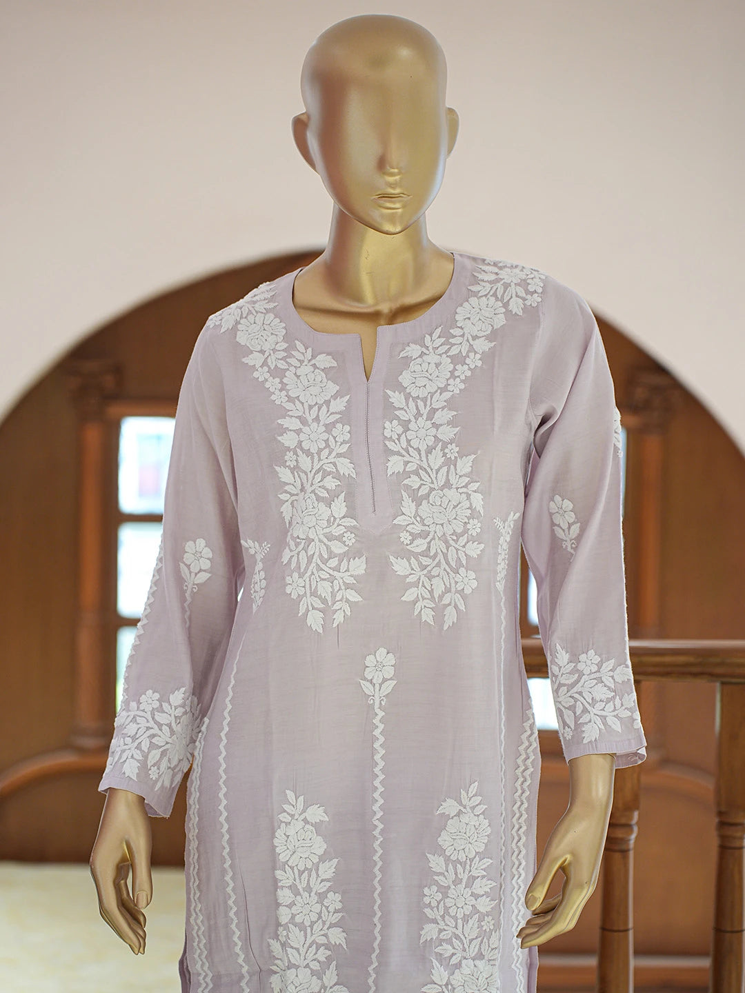 Ada Hand Embroidered Lavender Chanderi Lucknowi Chikankari Co-Ord Set 01A845898