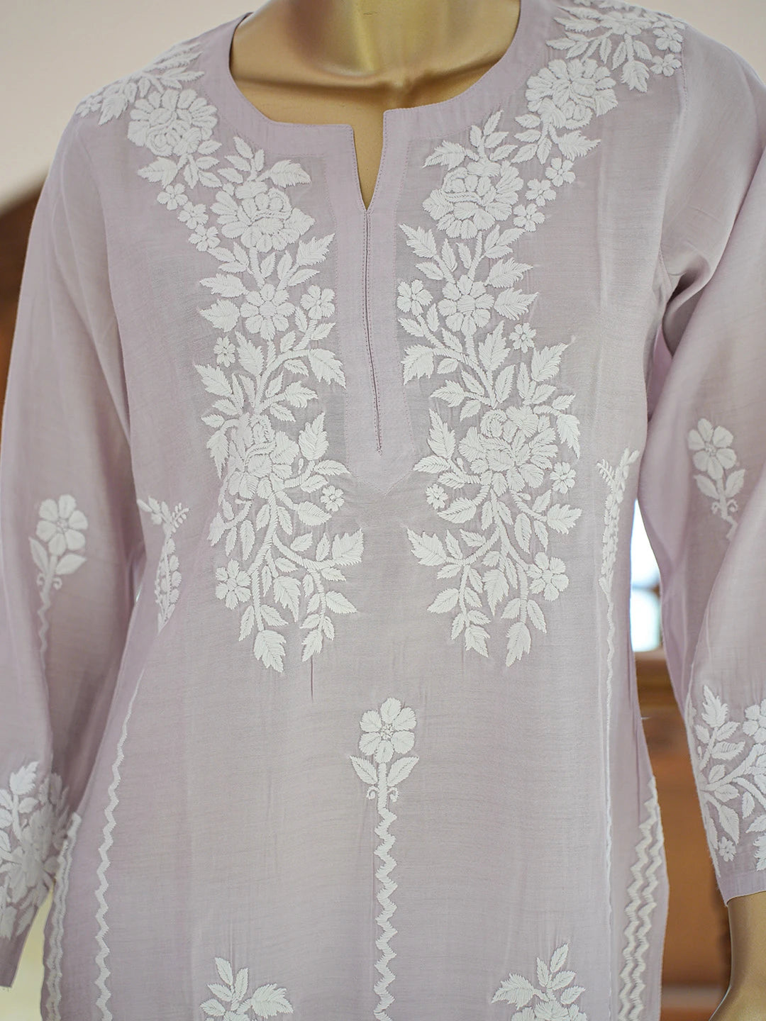 Ada Hand Embroidered Lavender Chanderi Lucknowi Chikankari Co-Ord Set 01A845898