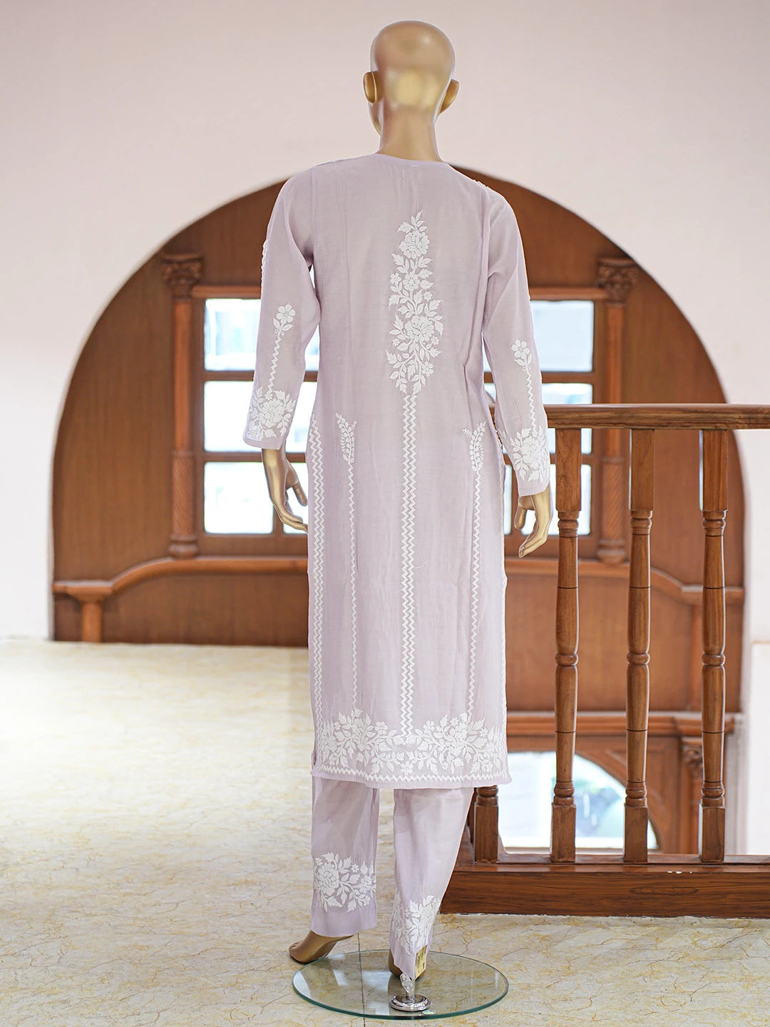 Ada Hand Embroidered Lavender Chanderi Lucknowi Chikankari Co-Ord Set 01A845898