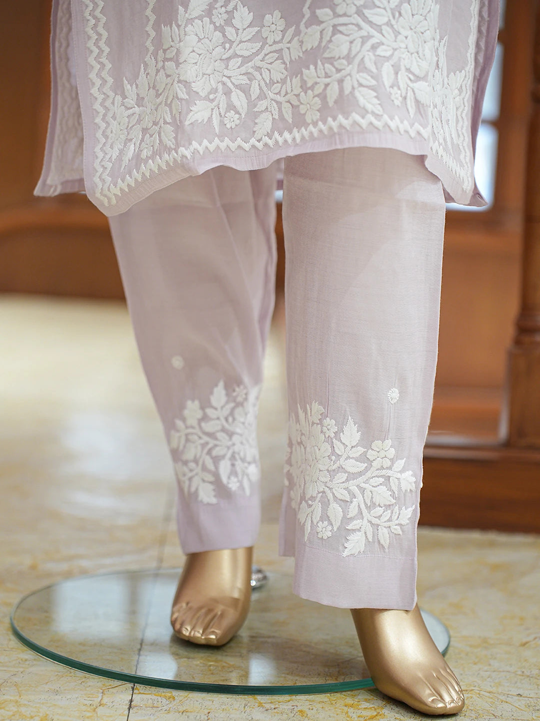 Ada Hand Embroidered Lavender Chanderi Lucknowi Chikankari Co-Ord Set 01A845898