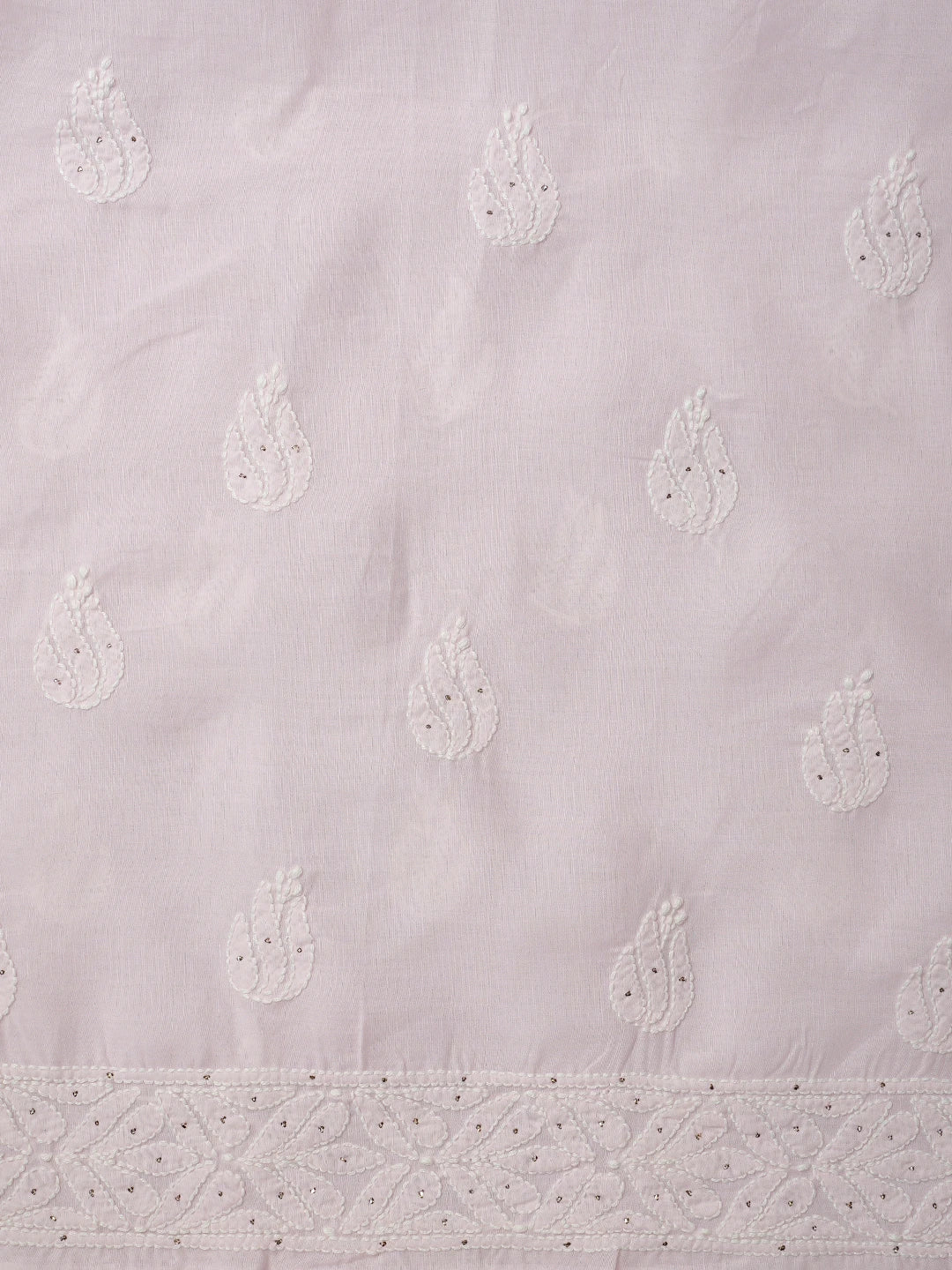 Ada Hand Embroidered Pink Cotton Lucknowi Chikankari Unstitched Suit Piece With Mukaish Work 01A847352