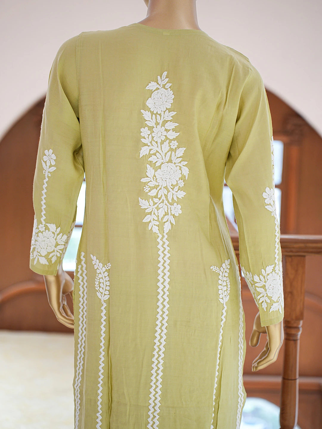 Ada Hand Embroidered Pistachio Green Chanderi Lucknowi Chikankari Co-Ord Set 01A845969