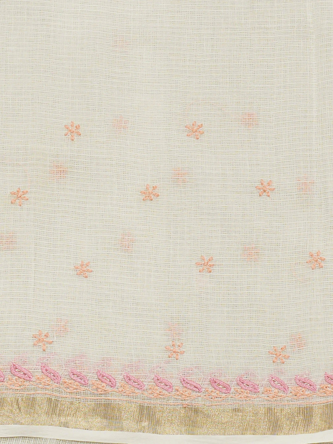 Ada Hand Embroidered White Kota Lucknowi Chikankari Saree and Blouse 01A647448