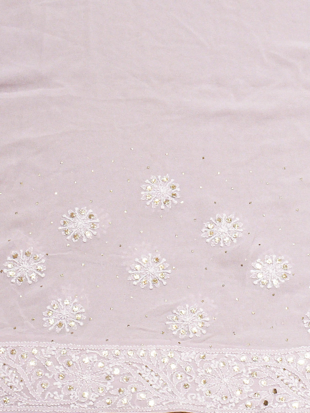 Ada Hand Embroidered Mauve Pure Georgette Lucknowi Chikankari Saree and Blouse With Muqaish Work 01A554800