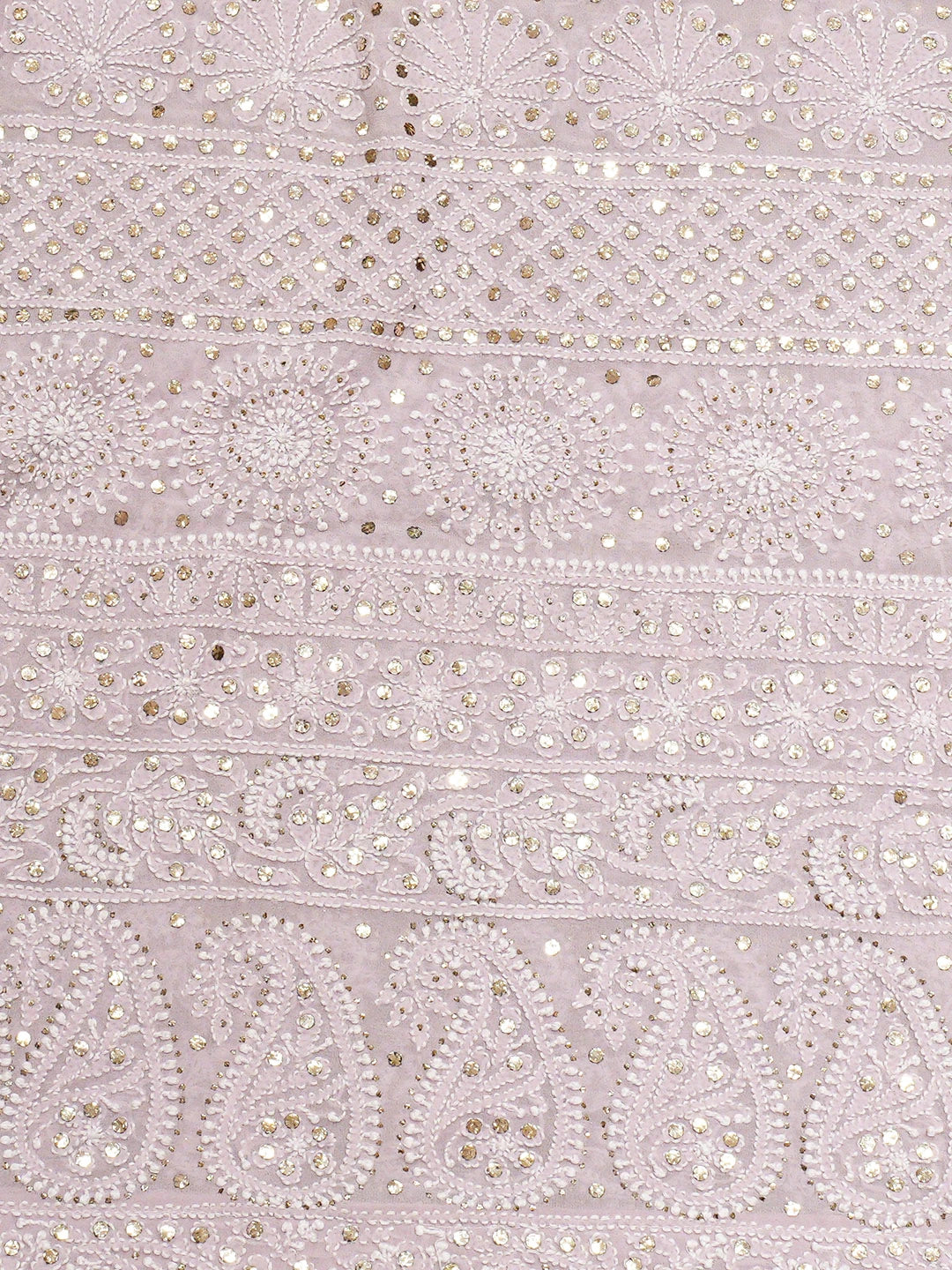 Ada Hand Embroidered Mauve Pure Georgette Lucknowi Chikankari Saree and Blouse With Muqaish Work 01A554800