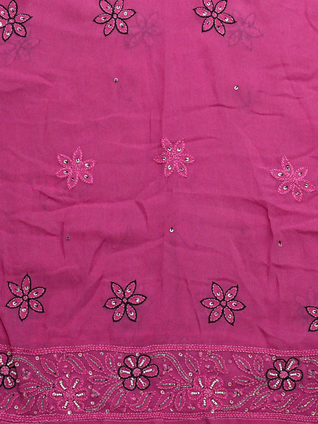 Ada Hand Embroidered Ombre Shade Of Violet  And Cerise Pink Viscose Georgette Lucknowi Chikankari Semi-Stitched Anarkali Kurta Dupatta Set With Cutdana Work 01A289678