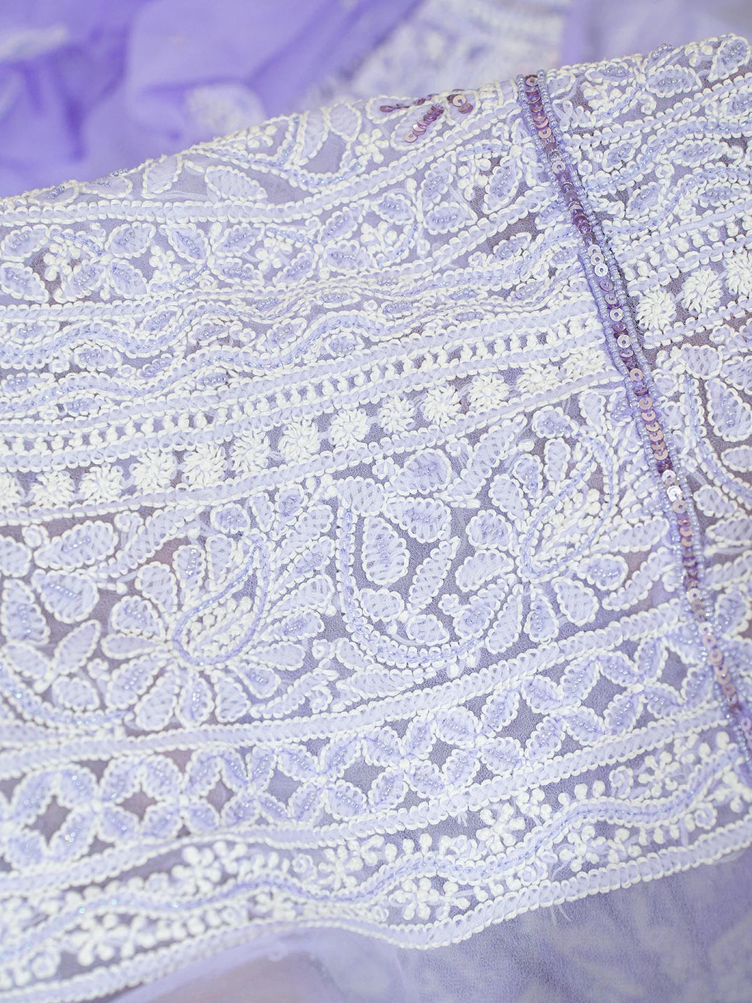 Ada Hand Embroidered Mauve Viscose Georgette Lucknowi Chikankari Lehenga Set With Cutdana Work 01A559185