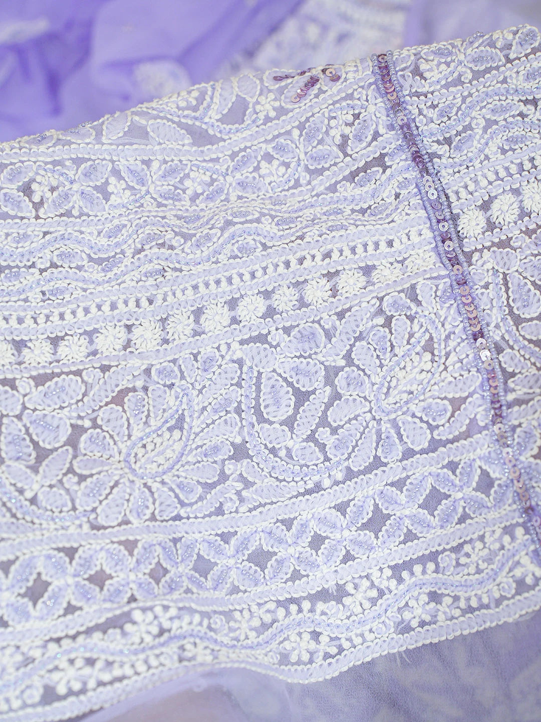 Ada Hand Embroidered Mauve Viscose Georgette Lucknowi Chikankari Lehenga Set With Cutdana Work 01A559185