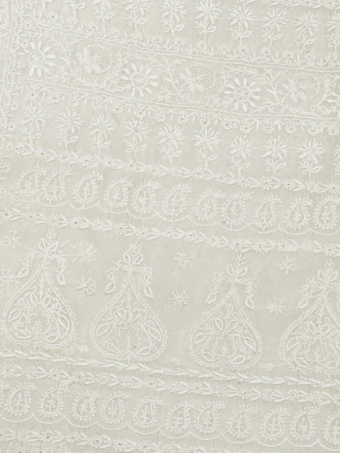 Ada Hand Embroidered White Organza Lucknowi Chikankari Saree and Blouse 01A808024