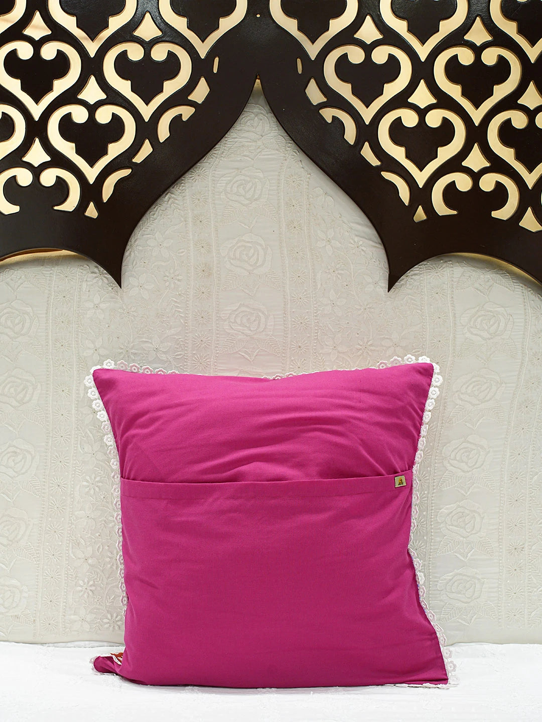 Ada Hand Embroidered Multicolor Cotton Lucknowi Chikankari Cushion Cover 01A772016