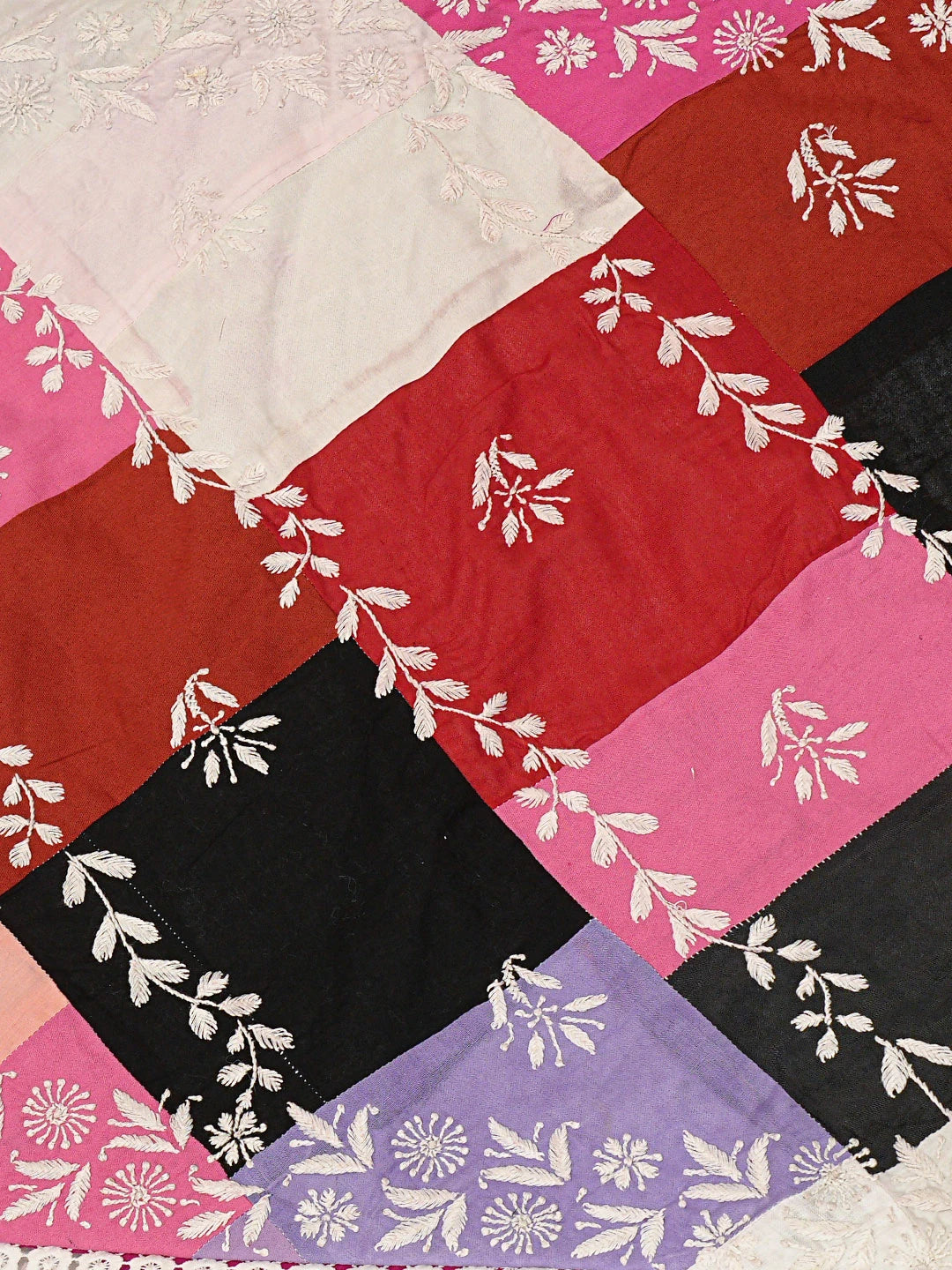 Ada Hand Embroidered Multicolor Cotton Lucknowi Chikankari Cushion Cover 01A772016