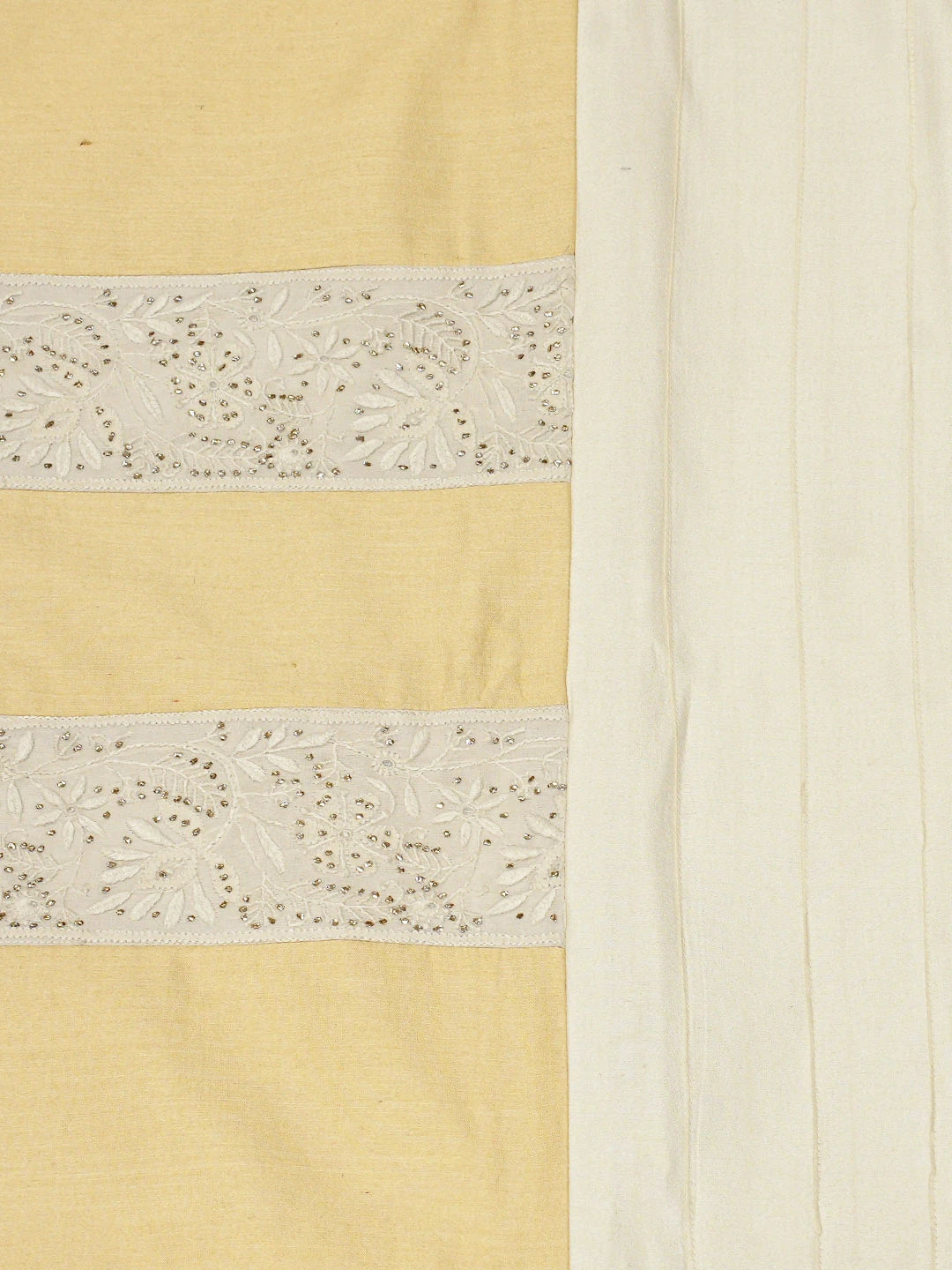 Ada Hand Embroidered White Cotton Silk Lucknowi Chikankari Cushion Cover With Mukaish Work 01A766604