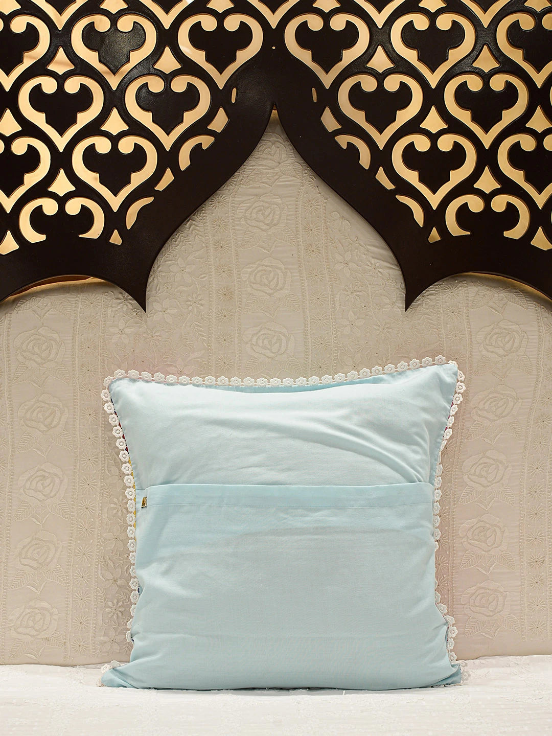 Ada Hand Embroidered Multicolor Cotton Lucknowi Chikankari Cushion Cover 01A772012
