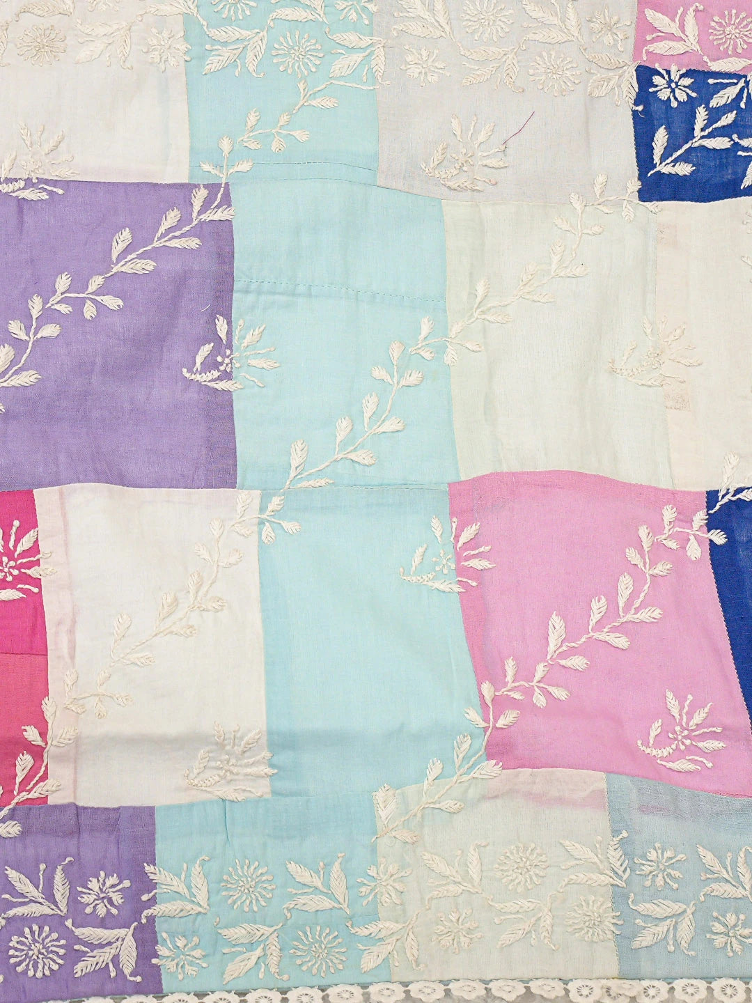 Ada Hand Embroidered Multicolor Cotton Lucknowi Chikankari Cushion Cover 01A772012