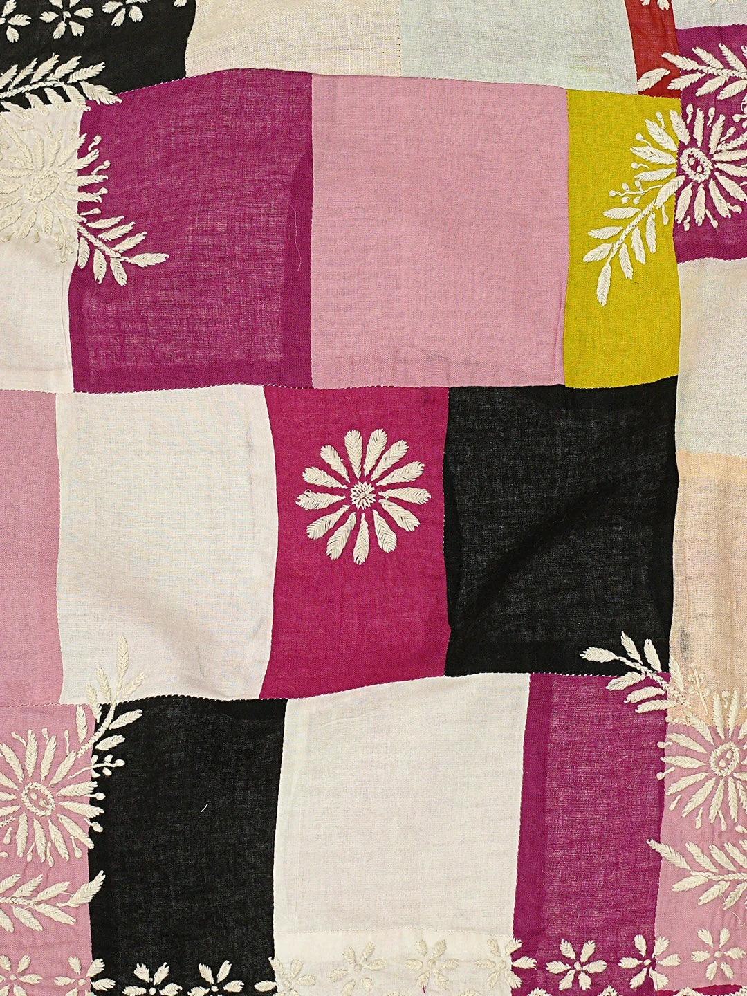 Ada Hand Embroidered Multicolor Cotton Lucknowi Chikankari Cushion Cover 01A795002