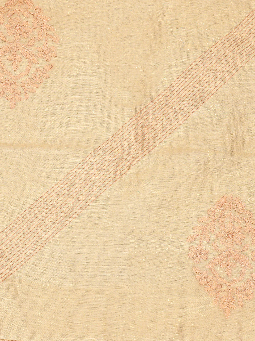 Ada Hand Embroidered Peach Tissue Lucknowi Chikankari Cushion Cover 01A48542