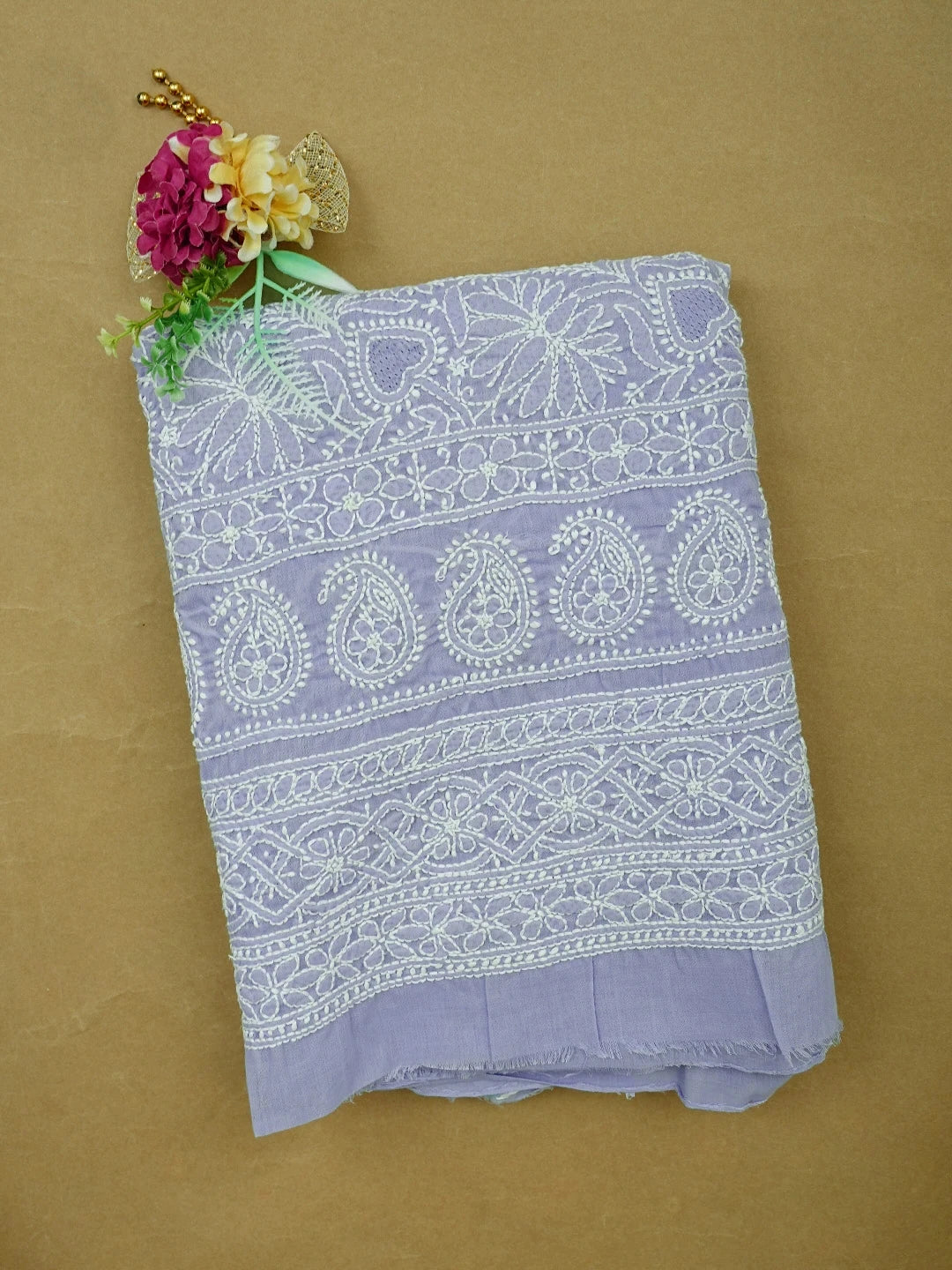 Ada Hand Embroidered Mauve Cotton Lucknowi Chikankari Unstitched Kurta Piece 01A829663