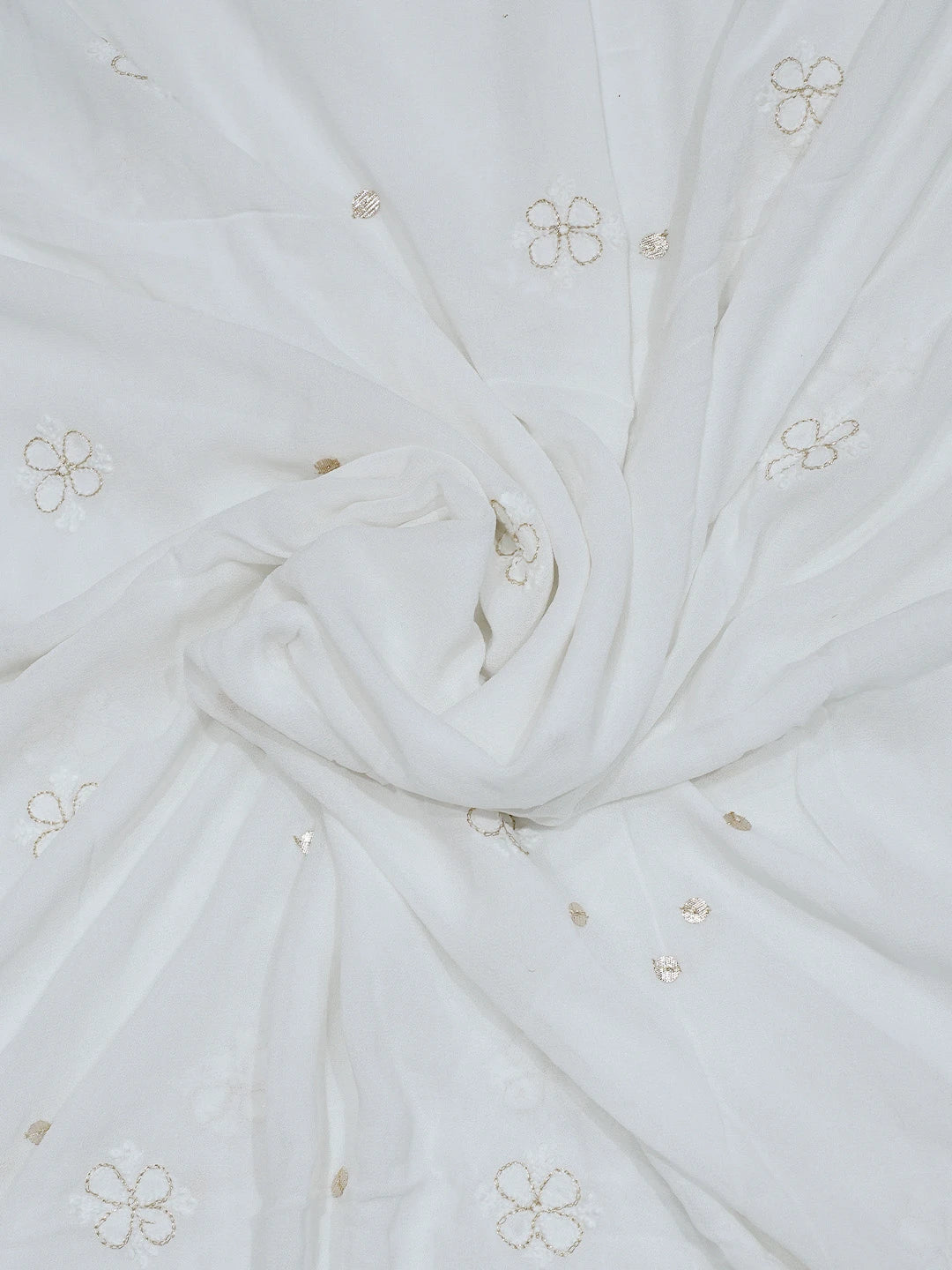 Ada Hand Embroidered White Viscose Georgette Lucknowi Chikankari Semi-Stitched Anarkali Kurta Dupatta Set With Gotapatti Work 01A828690