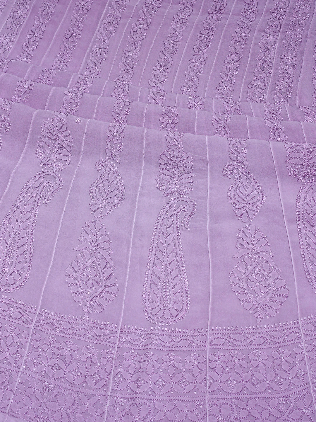Ada Hand Embroidered Mauve Viscose Georgette Lucknowi Chikankari Semi-Stitched Anarkali Kurta Dupatta Set 01A758656