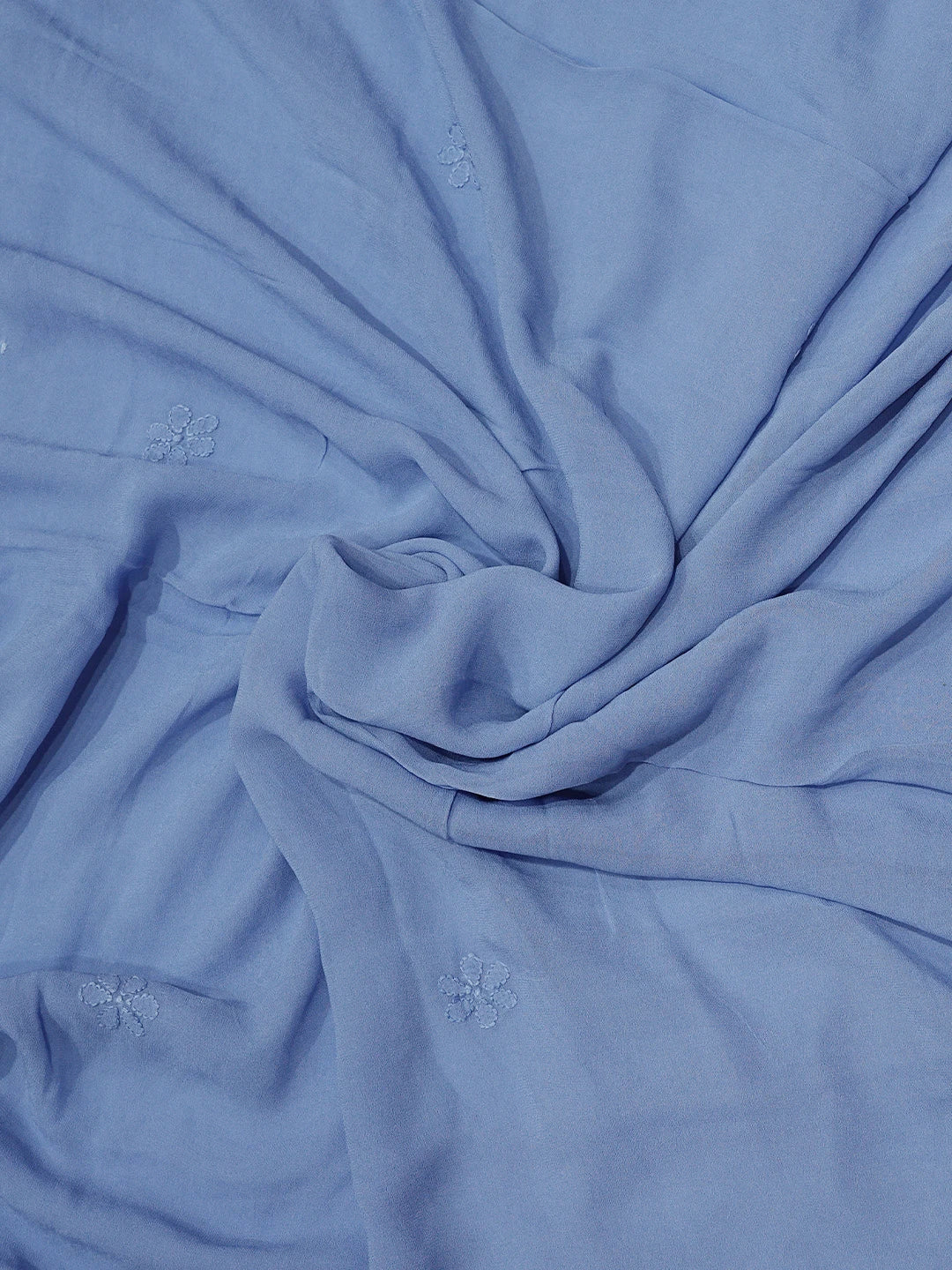 Ada Hand Embroidered Blue Viscose Georgette Lucknowi Chikankari Semi-Stitched Anarkali Kurta Dupatta Set 01A807123