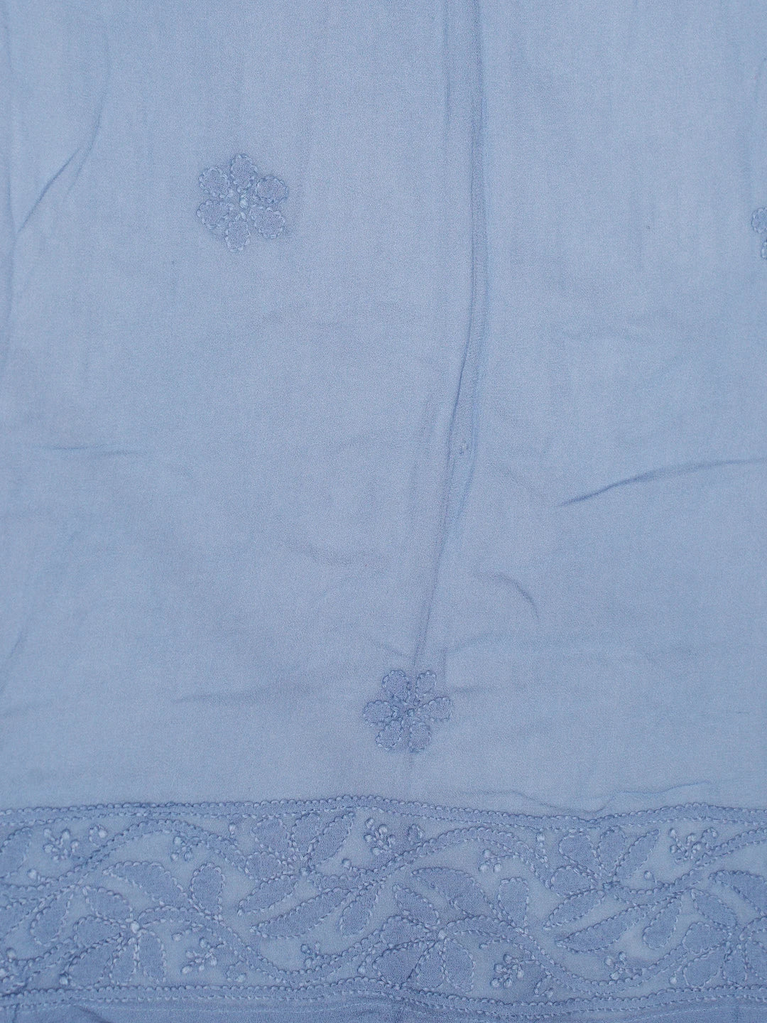 Ada Hand Embroidered Blue Viscose Georgette Lucknowi Chikankari Semi-Stitched Anarkali Kurta Dupatta Set 01A807123