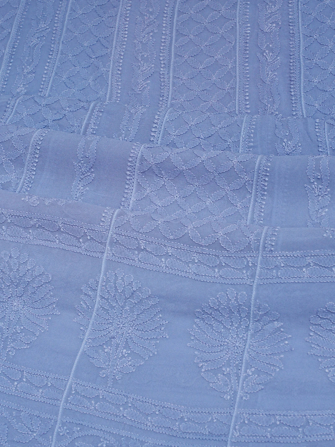 Ada Hand Embroidered Blue Viscose Georgette Lucknowi Chikankari Semi-Stitched Anarkali Kurta Dupatta Set 01A807123