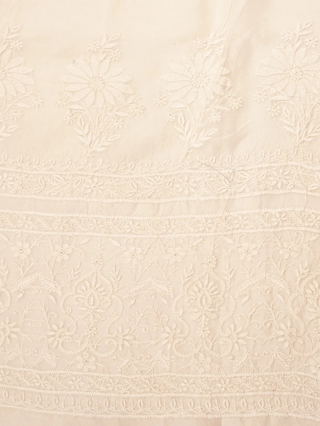 Ada Hand Embroidered White Organza Lucknowi Chikankari Saree and Blouse 01A785005